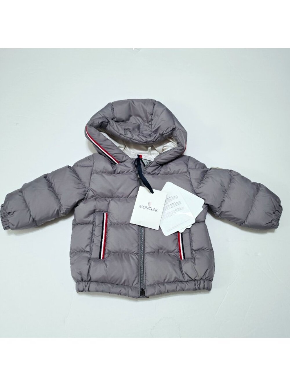 NEW Moncler - 6/9 months Merary Gray Hooded Down Puffer Jacket Full Zip Winter